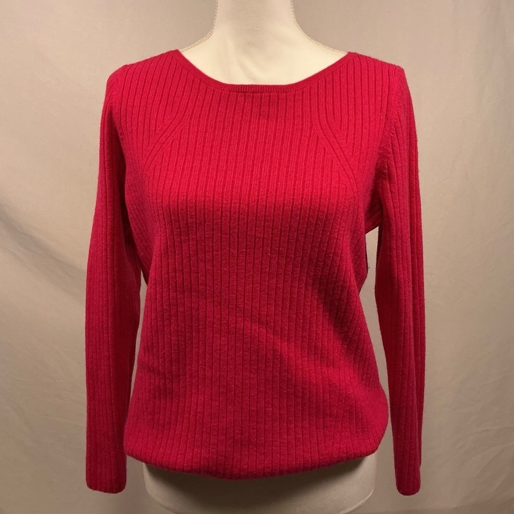 Talbots Ribbed Crew Neck Sweater - Pink Size Large